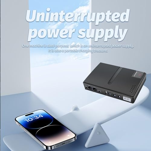 UPS 5V 15V 24V POE 5V 9V 12V Uninterruptible Power Supply, USB 18W Output DC Mini UPS Battery Backup for Camera Router Optical Modem, Compact Basic Standby UPS System (US Plug)