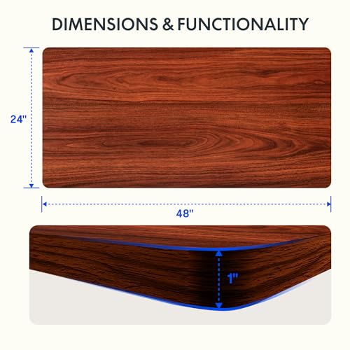 FLEXISPOT EN2 48"x24" Standing Desk with Power Strip Bundle, Mahogany | One-Piece Desktop, Easy-Access Clamp Power Strip Bundle, Organized Cable Management, Modern Home Office Setup - color: Black Frame + Mahogany Top, size: 48x24
