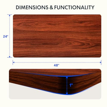FLEXISPOT EN2 48"x24" Standing Desk with Power Strip Bundle, Mahogany | One-Piece Desktop, Easy-Access Clamp Power Strip Bundle, Organized Cable Management, Modern Home Office Setup - color: Black Frame + Mahogany Top, size: 48x24