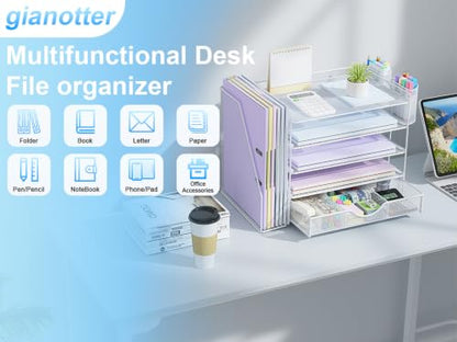 gianotter 5-Tier Desk Organizer with Drawers and File Holders - color: White, size: 5T