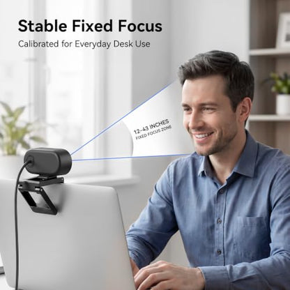 EMEET C100 1080P Webcam for PC w/Rotating Privacy Cover, Mic & Metal Clip | Computer Camera for Home Office, Meetings, Learning, Streaming, External Webcam for Desktop, Laptop, PC USB-A - style: Smooth 1080P w/ Stable Fixed Focus