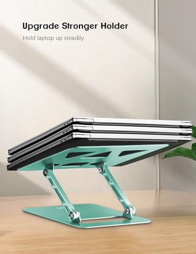 Aoviho Adjustable Laptop Stand for Desk,Portable Laptop Stand Holder and Riser,Foldable Aluminum Notebook Computer Stands for MacBook Air Pro HP Lenovo Dell Samsung, 10-15.6 inch (Fresh Green) - color: Fresh Green