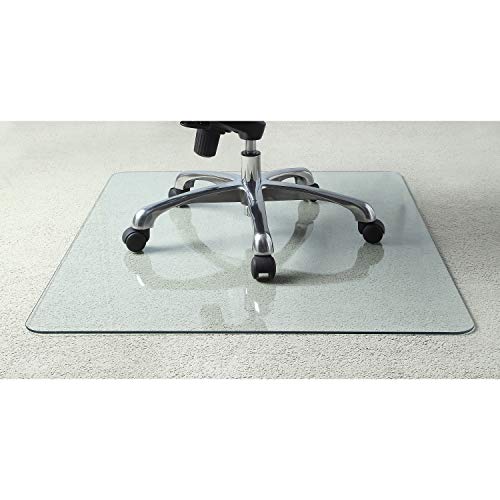 Lorell Tempered Glass Chairmat, 44" Width x 50" Depth x 0.25" Thickness, Clear, 1 Each - size: 44" x 50"