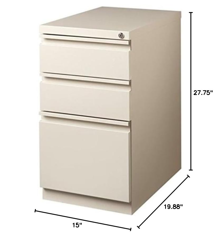 Pemberly Row 27.75" H X 15.00" W Modern 3 Drawer Metal Mobile Filing Cabinet in Putty with Lock Included - color: Beige
