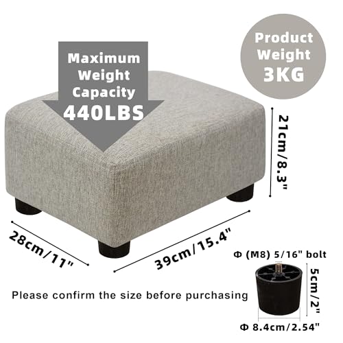 CAROLMADE Small Foot Stool Ottoman Footstool with Legs Under Desk Footrest for Living Room Bedroom and Office,Linen-Beige - color: Beige, size: 11"d X 15.4"w X 8.3"h