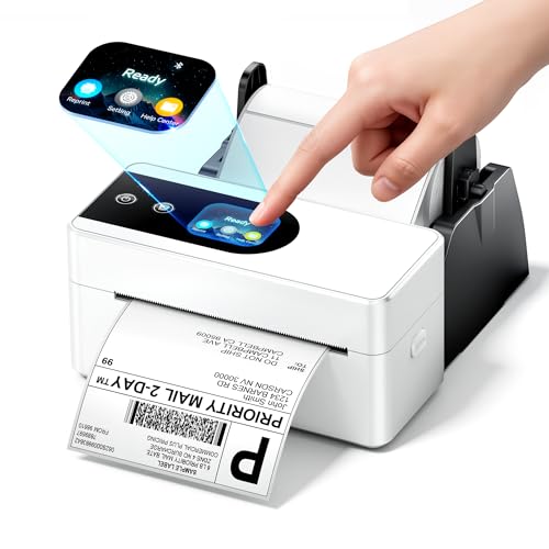 Phomemo Thermal Label Printer with Touch Screen | Wireless Bluetooth shipping label printer for small business, compatible with Amazon Shopify UPS USPS Android iOS Windows Mac - color: White