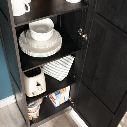 Sauder Miscellaneous Tall Storage Cabinet, Kitchen Pantry, Single Door with Adjustable Shelves, Raven Oak Finish - color: Raven Oak