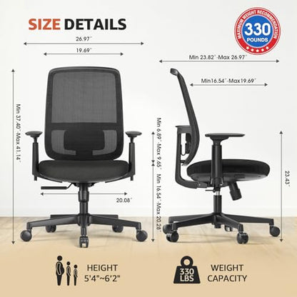 ErgoSift M1 Ergonomic Office Chair with 3.1-Inch Adjustable Seat Depth