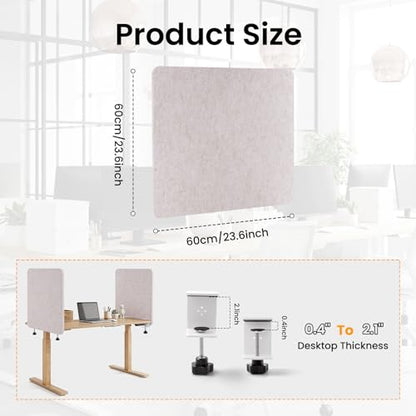 Desk Divider, Clamp On Felt Desk Privacy Panels, Acoustic Sound Absorbing Desk Partition for Office Desk, Reduce Distractions, Oatmeal, 1 Pack, 24 x 24 in | Clamp-On Installation, Felt Privacy Panels, Helps Reduce Visual Distractions, Suitable for Offices