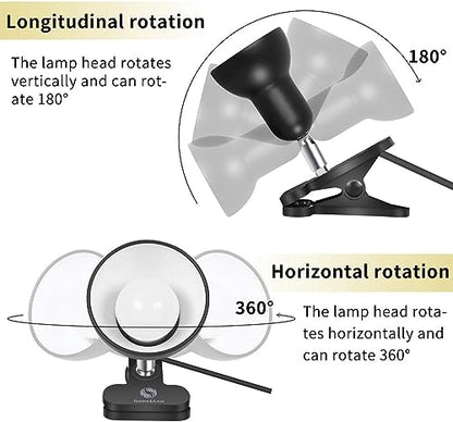 RONG&LAN Clip lamp,360° Rotation Clip on Lamp Portable Book Reading Light,Clamp on Desk/Table/Bunk Bed/Cupboard Home Lighting, (Desk lamp,Seven Colors for Your Choice) (Yellow) - color: Yellow