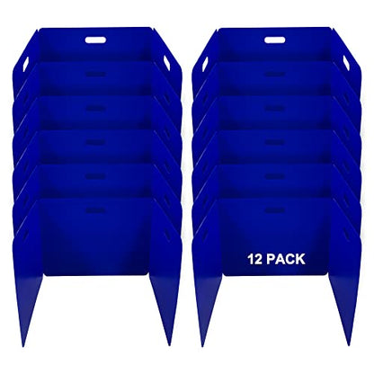 Privacy Shields 12 Pack Blue Durable Easy Carry Plastic Desk Dividers-Easy to Disinfect Classroom Dividers-Portable Divider-Re-usable Privacy Divider - color: Bule 12 Pack