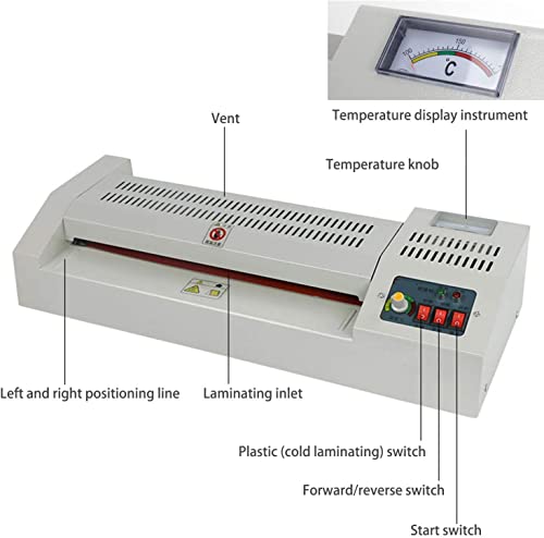 13" Thermal Laminator, 600W Desktop Laminating Machine A3/A4 4 Roller Hot&Cold Film Laminate for Home Office School (US Stock)