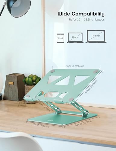 Aoviho Adjustable Laptop Stand for Desk,Portable Laptop Stand Holder and Riser,Foldable Aluminum Notebook Computer Stands for MacBook Air Pro HP Lenovo Dell Samsung, 10-15.6 inch (Fresh Green) - color: Fresh Green