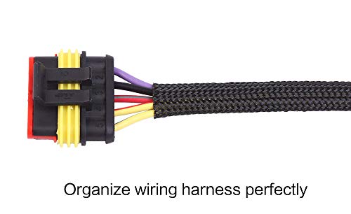 Keco 100ft – 1/2 inch PET Expandable Braided Cable Sleeve – Wire Sleeving for Audio Video and Other Home Device Cable Automotive Wire - Black - size: 1/2"-100ft