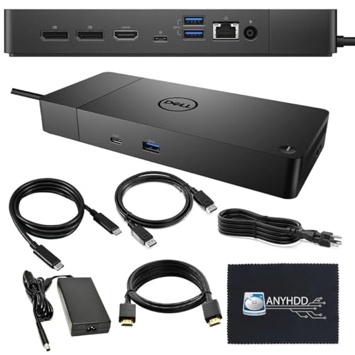 Dell WD19S Docking Station 130W (90W Power Delivery), Dell Docking Station for Laptop with 130W Power Adapter + HDMI + DisplayPort + USB-C Cable + Microfiber Cloth (Renewed) - style: WD19S 130W Renewed