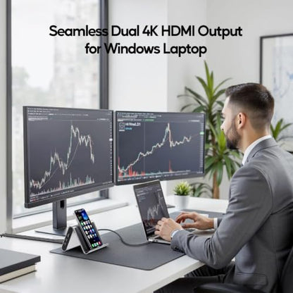 USB C Docking Station Dual Monitor, Laptop Dock for Windows with HDMI 4K