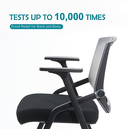 Conference Room Chairs, Folding Office Desk Chair with Lumbar Support and Sliding Armrest, Stackable Office Guest Chairs & Reception Chairs(8 Pack) - color: Grey, size: 8 Pack