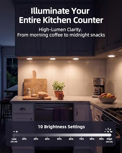 EZVALO RGB Under Cabinet Puck Lights with Remote, Motion Sensor Lights - color: White