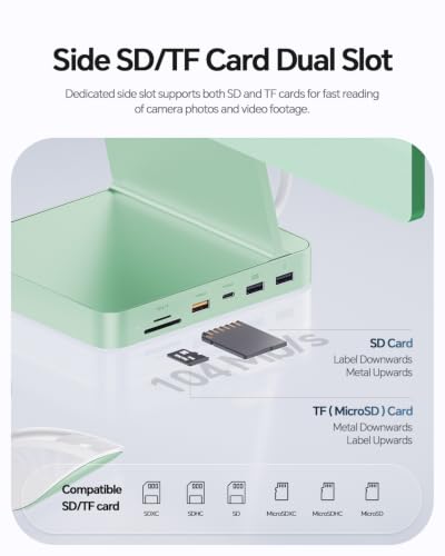 11-in-1 USB C Hub for iMac 24" 2021-2024 with M.2 NVMe 4TB SSD Enclosure | PULWTOP Aluminum iMac Hub with HDMI 4K@60Hz, 2.5G Ethernet, 5 USB A/C 10Gbps, SD/TF, Audio, iMac M4 Dock for M1/M3/M4, Green - color: Green