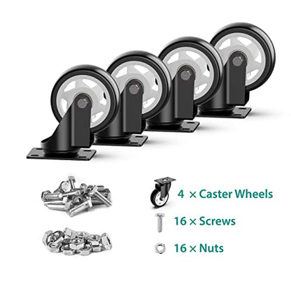 4 Inch Heavy Duty Swivel Caster Wheels, No Brake, 4 Pack - style: 4" no brakes 4pcs-1200lbs