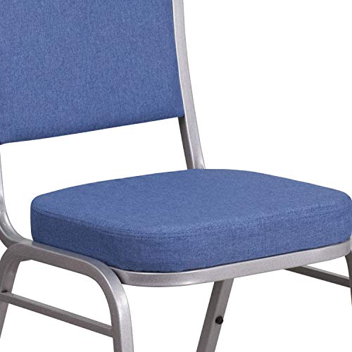 Flash Furniture Hercules Crown Back Stackable Banquet Chair, Silver, 4-Pack | Silver Frame, Fabric Upholstery - color: Blue Fabric/Silver Frame, size: Set of 4