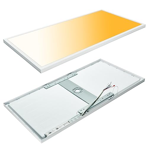 2x4 FT LED Flat Panel Light Surface Mount 2 Pack, 0-10V Dimmable | 5000K-4000K-3000K & 30W-40W-50W Selectable Flush Mount Ceiling Light 24x48 inch, ETL Listed, 100-277V, White - color: White
