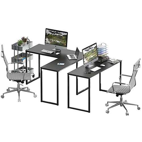 SHW Mission 48 x 48 L-Shape Home Office Computer Desk, Black - color: Black, size: 48-Inch L-Shaped