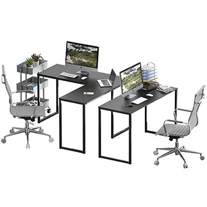 SHW Mission 48 x 48 L-Shape Home Office Computer Desk, Black - color: Black, size: 48-Inch L-Shaped