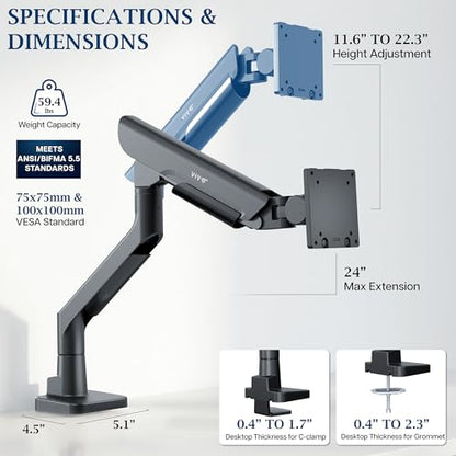VIVO PRO Heavy Duty, Premium Ultra-Wide Monitor Tension Arm, Up to 57 inch Screens, Holds 59.4 lbs, Desk Mount Monitor Stand for Ultrawides, Black, PRO-ST157B - color: Black