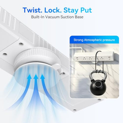 Desktop Suction Cup Power Strip 4.9Ft,Table Surge Protector - color: White