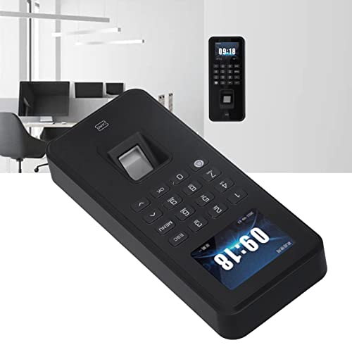 Fingerprint Time Clock, Fingerprint ID Card Password Time Attendance Machine, Office Time Card Machine Automatic Punch, 2.4in Screen Voice Prompt