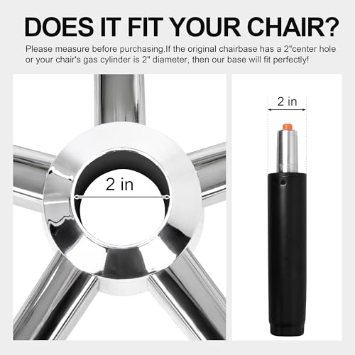 Office Gaming Chair Metal Base Replacement Part with 5 Wheels 5 Bell Glides - color: Silver