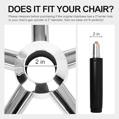 Office Gaming Chair Metal Base Replacement Part with 5 Wheels 5 Bell Glides - color: Silver