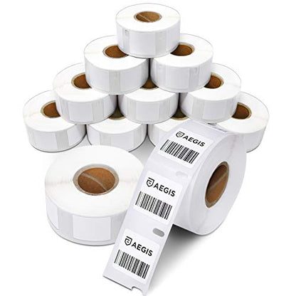 Replacement for DYMO 30332 (12 Rolls, 9000 Labels) - 1" X 1" Direct Thermal | Square Barcode Name Labels - Compatible With DYMO LabelWriter 450, 450 Turbo, 4XL (Not 550, 5XL) - Aegis Adhesives - size: 1" X 1" - 30332