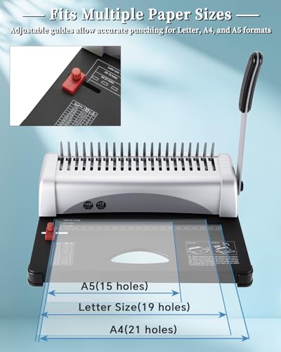 ATPEAM Comb Binding Machine Punch 12 Sheets for Letter Size, A4, A5