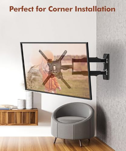 28.3" Long Arm TV Wall Mount for Most 26-65 Inch TV | Corner Wall Mount TV Bracket With Extension Arm Articulating, Swivel and Tilt, Max VESA 400x400mm and Up to 80 lbs