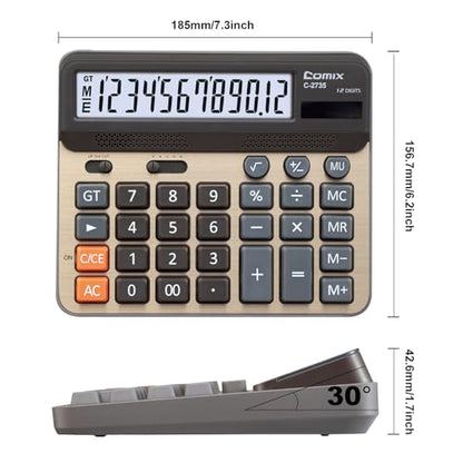 Comix Desktop Calculator, 12 Digits Large Button Desk Calculator, Gold