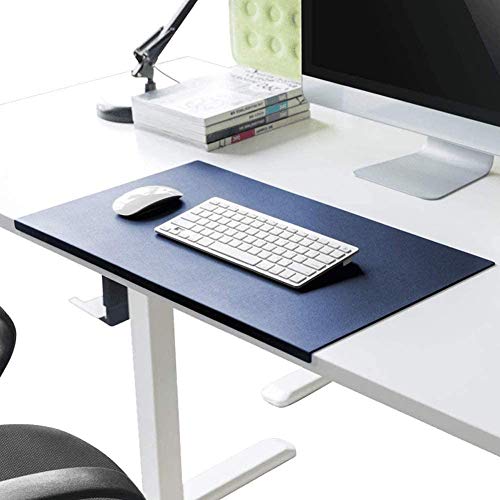 Desk Pad Office Writing Mat Pad with Edge Protection Waterproof PU Leather - color: Blue, size: 23.6" x 47.2"