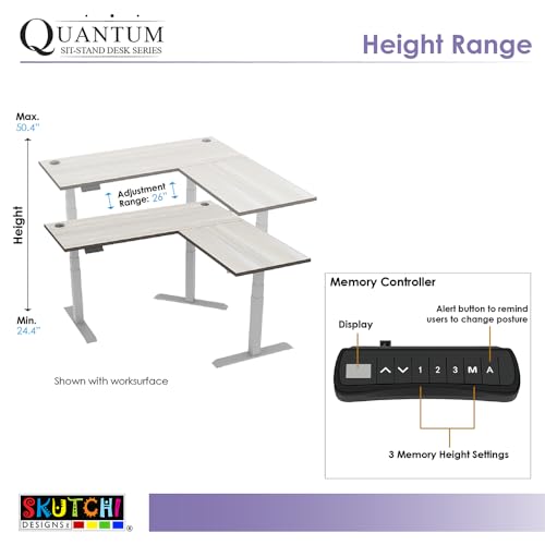 SKUTCHI DESIGNS INC. Quantum Series L-Shaped Electric Sit-Stand Desk | Corner Height Adjustable Desk | 6x6 White - size: 6X6