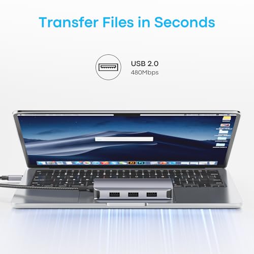UANTIN 6-in-1 USB C Hub, Type C to Dual HDMI Adapter 4K@60Hz