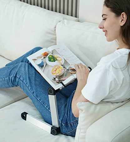 Extra Large Adjustable Book Stand for Bed and Sofa - Multifunctional Laptop Holder With Page Clips, Ergonomic Multi-Height Angles, Portable for Heavy Textbooks and Cooking - size: 19.5x10inches, style: 4 legs-White