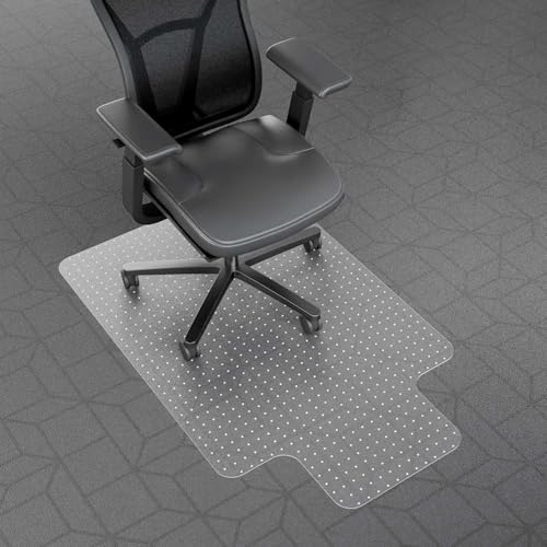 Chair Mat for Carpeted Floors - 48" x 30" Office Floor Mat for Rolling Chairs, Clear Plastic Desk Chair Mat, Easy Glide, Under Desk Carpet Protector for Home and Office, with Lip - color: Clear, size: 30'' x 48'' with Lip
