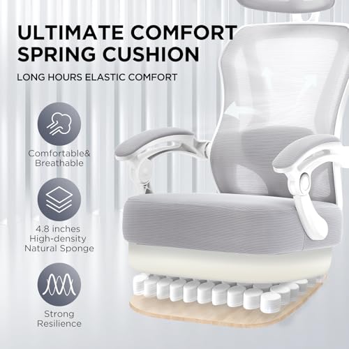 Ergonomic Office Chair with Footrest,Ultra Thick Desk Chair,Grey - color: Grey