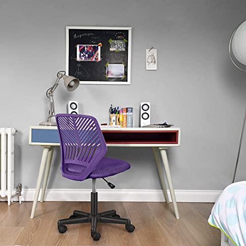 Topeakmart Armless Small Office Desk Chair, Adjustable Height Swivel, Purple - color: Purple