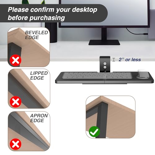 Large Under Desk Rotatable Computer Keyboard and Mouse Tray, 23 x 10 inch Extra Sturdy Desk Swivel Clamp, Ergonomic Keyboard & Mouse Tray for Typing in Home, Office Work, Black
