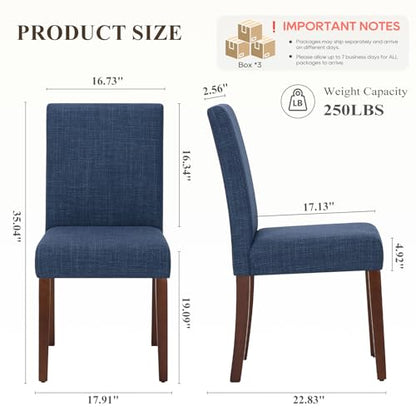 MALOL Upholstered Dining Chairs Set of 6, Modern Fabric Dining Room Chair, Wooden Dining Chair, Kitchen Side Chairs, Farmhouse Dinner Chair with High Back for Kitchen, Blue - color: Blue, size: Set of 6