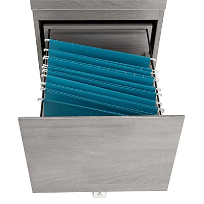 2‑Drawer Rolling File Cabinet with Lock, Under‑Desk Storage & Wheels, Grey