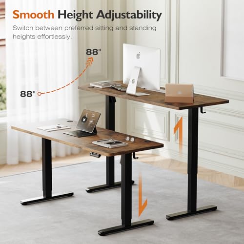 Monomi 59"x24"Electric Standing Desk Adjustable Height Computer Desk | Sit Stand Up Home Office Desk with Memory Preset, Ergonomic Computer Gaming Desk with Anti-Collision, Rustic Brown - color: Rustic Brown, size: 59x24