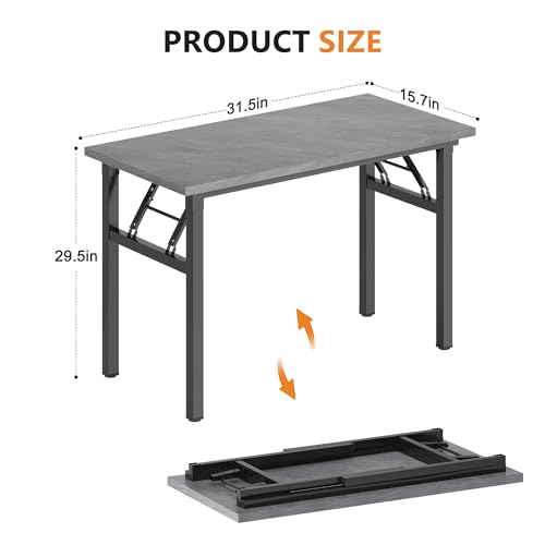 DlandHome 31.5 Inch Small Folding Computer Desk for Home Office, Grey - color: Grey, size: 31.5 Inches