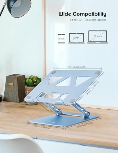 Aoviho Adjustable Laptop Stand for Desk,Portable Laptop Stand Holder and Riser,Foldable Aluminum Notebook Computer Stands for MacBook Air Pro HP Lenovo Dell Samsung Chromebook, 10-15.6 inch, Sky Blue - color: Sky Blue